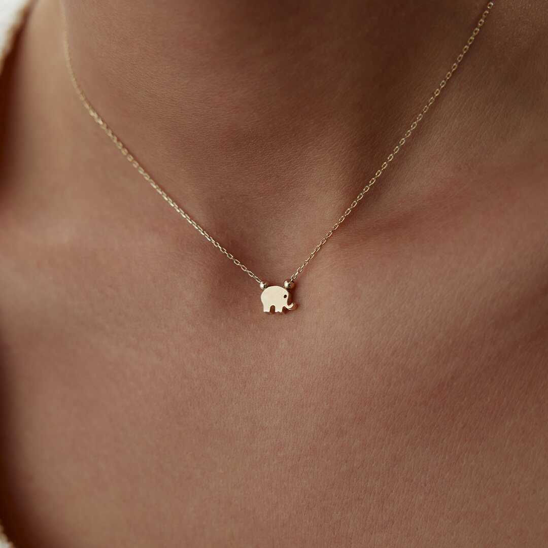 14k Gold Minimalist Elephant Necklace