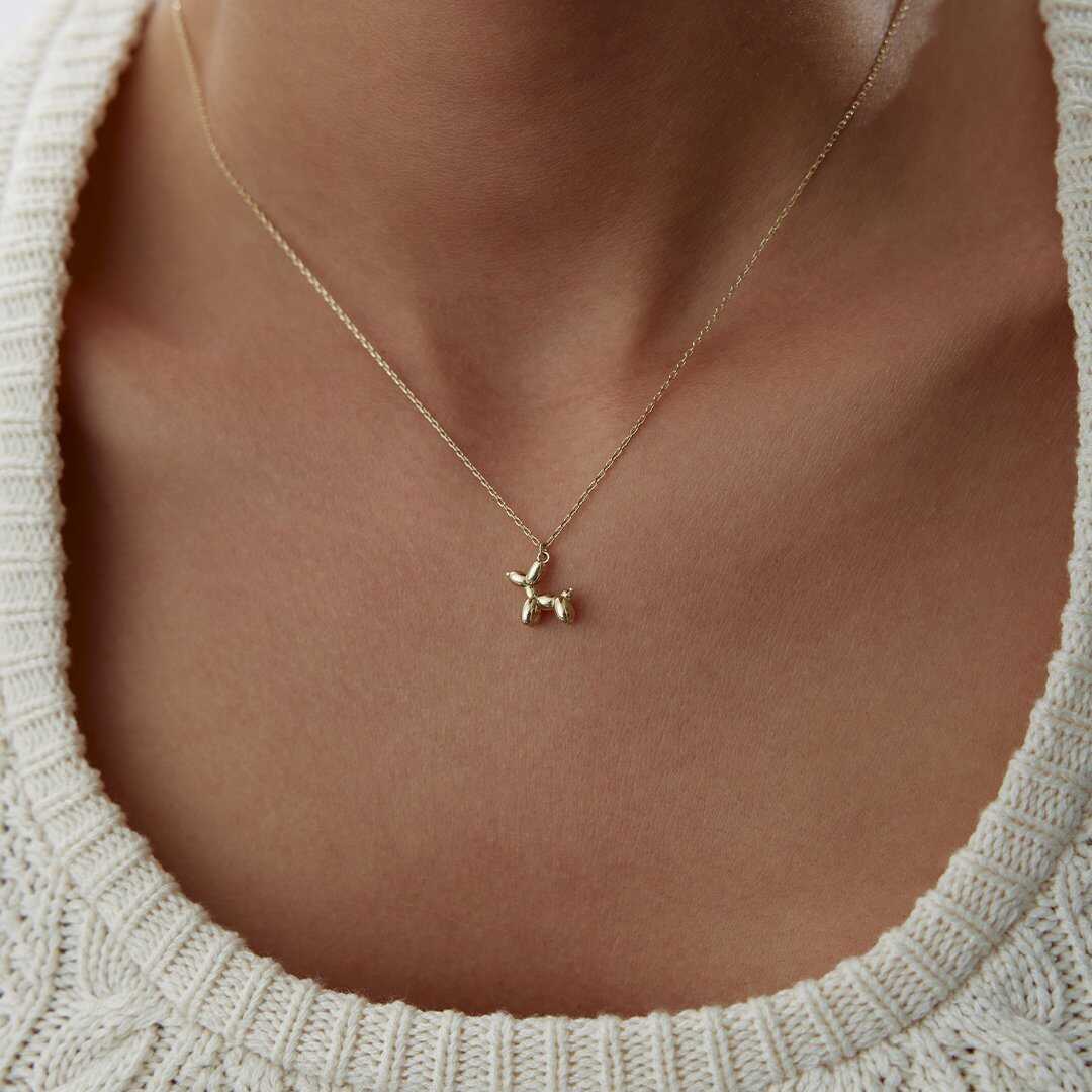 14k Gold Minimalist Dog Necklace
