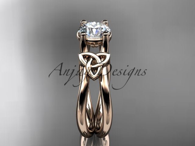 Celtic Diamond Engagement Ring 1 Carat Round Cut D VS1 Engagement Ring Minimalist Ring