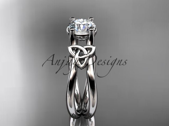Celtic Diamond Engagement Ring 1 Carat Round Cut D VS1 Engagement Ring Minimalist Ring
