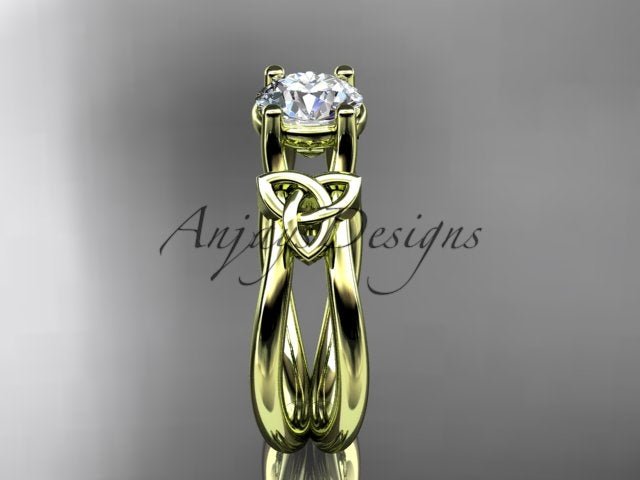 Celtic Diamond Engagement Ring 1 Carat Round Cut D VS1 Engagement Ring Minimalist Ring