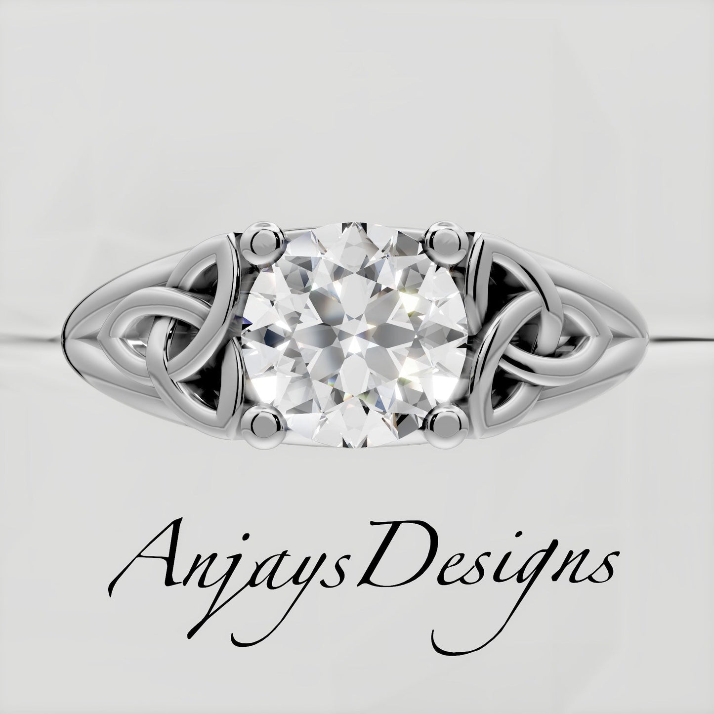 Dainty Celtic Engagement Ring IGI Certified 1 CT Round Lab Grown Diamond Wedding Ring