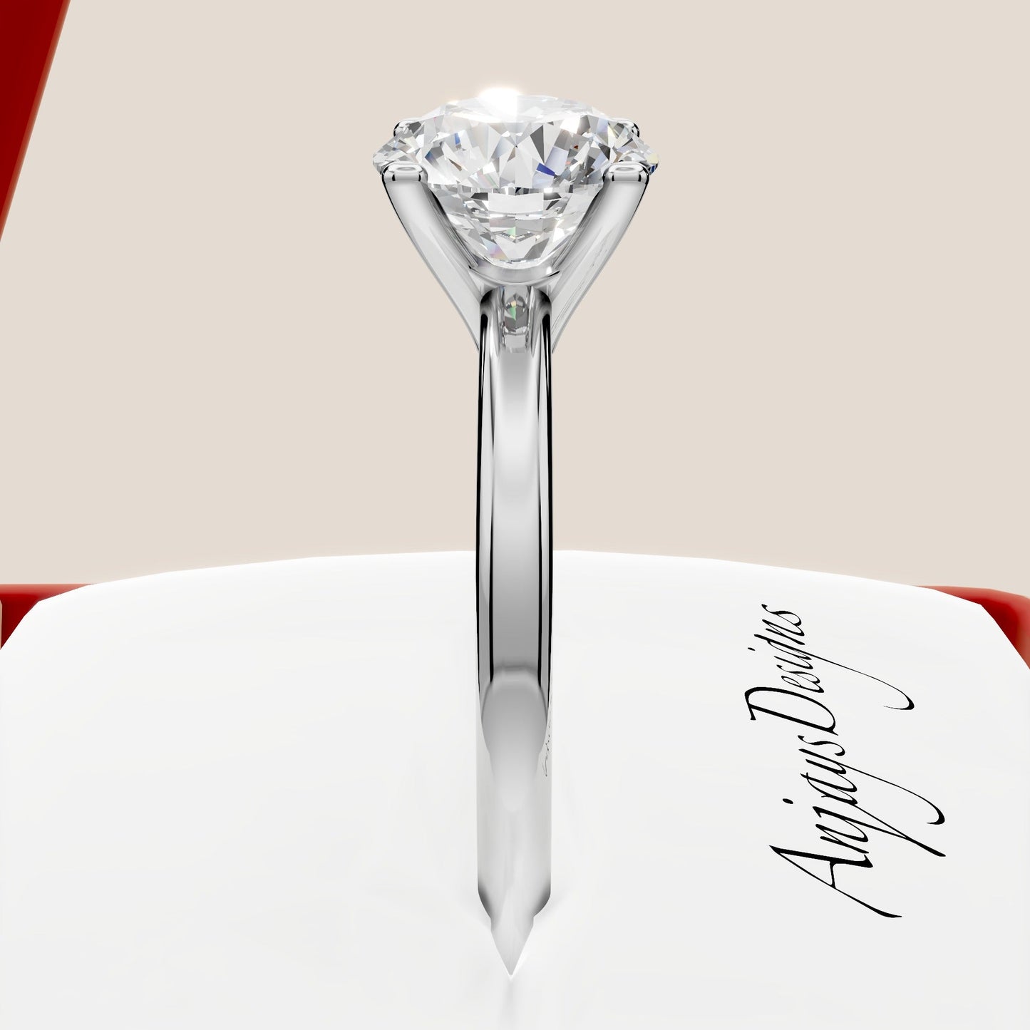 1 Carat Round Cut Lab Grown Diamond Solitaire Engagement Minimalist Ring 4 Prong Ring