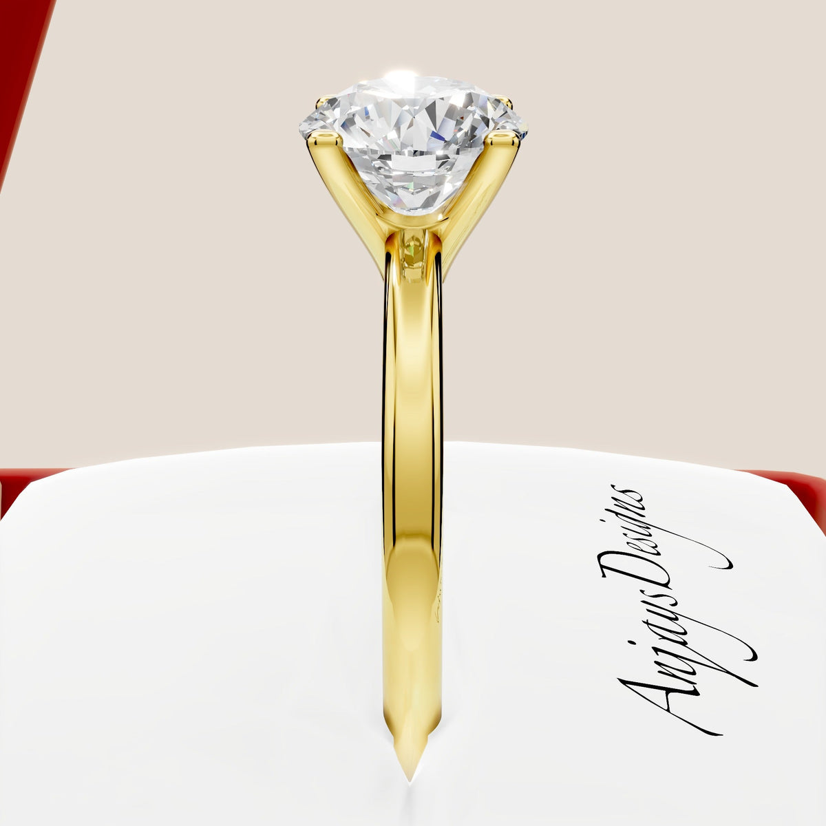1 Carat Round Cut Lab Grown Diamond Solitaire Engagement Minimalist Ring 4 Prong Ring