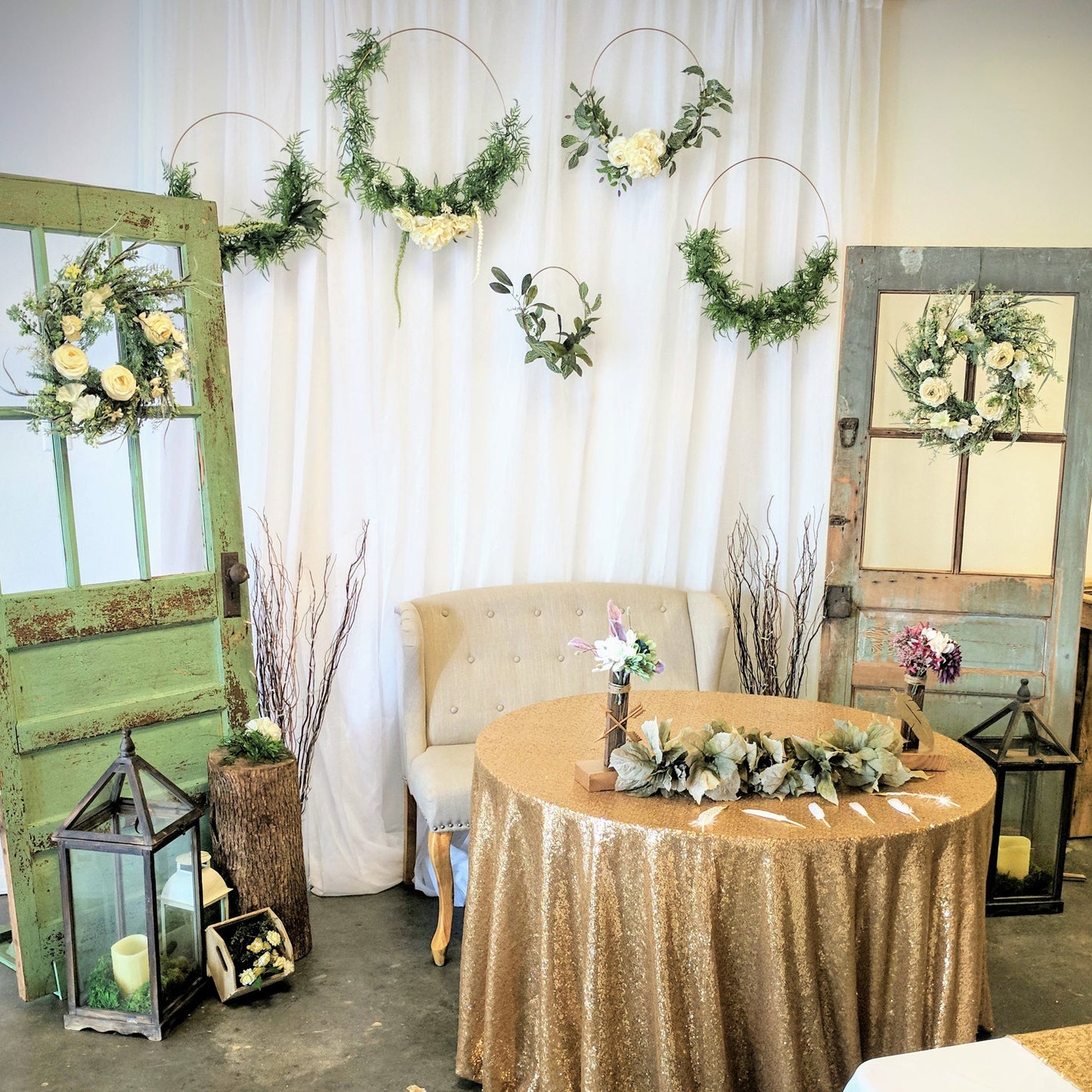 Gold Flower Ring & Sheer Backdrop