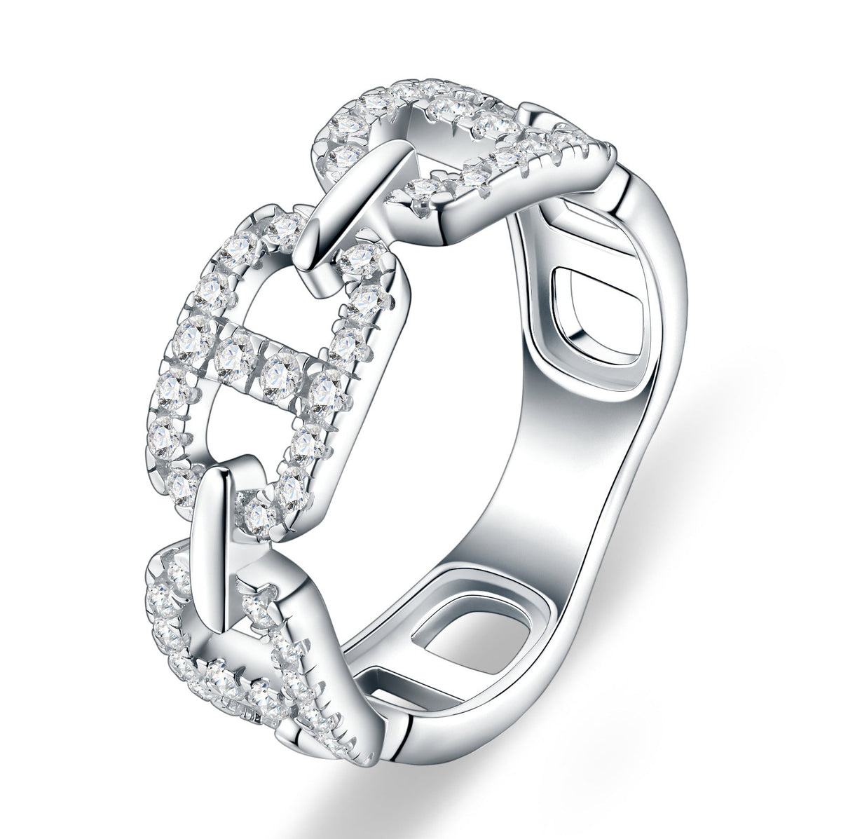 Unisex S925 Sterling Silver Moissanite Ring, Hip Hop Trendy Niche Band, Luxury High-End Tarnish-Resistant Finger Ring for Men & Women