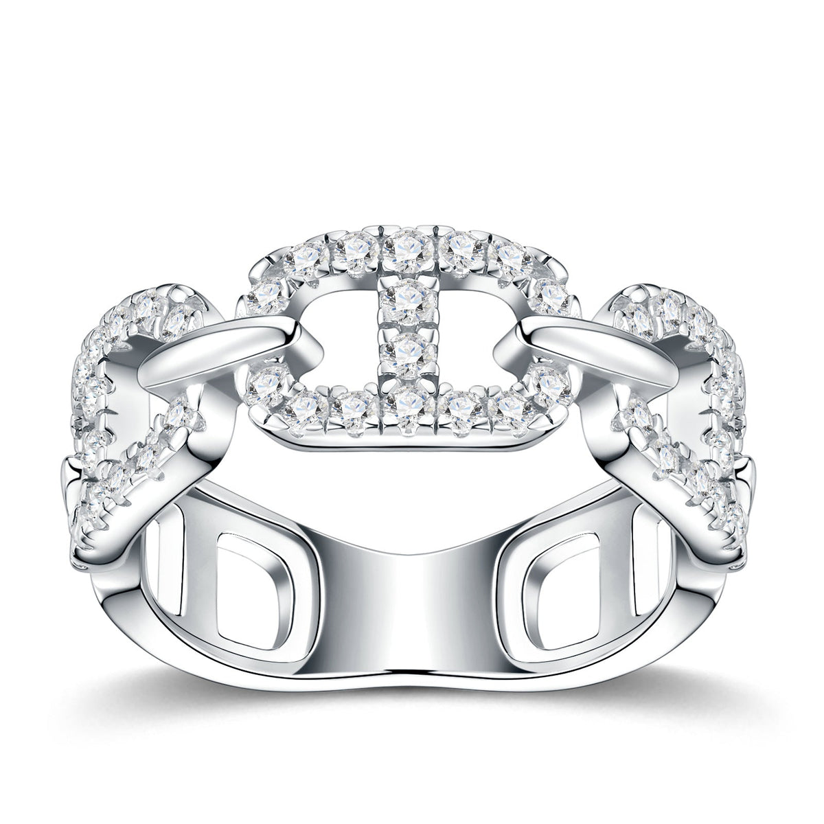 Unisex S925 Sterling Silver Moissanite Ring, Hip Hop Trendy Niche Band, Luxury High-End Tarnish-Resistant Finger Ring for Men & Women