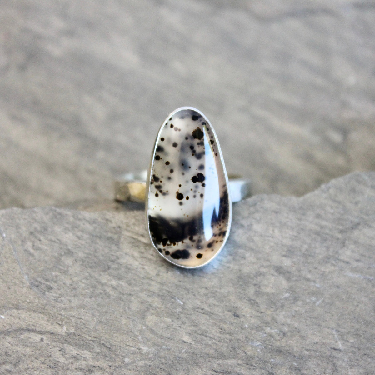Spotted Montana Agate Statement Ring • Sterling Silver • PNW Gemstone Jewelry