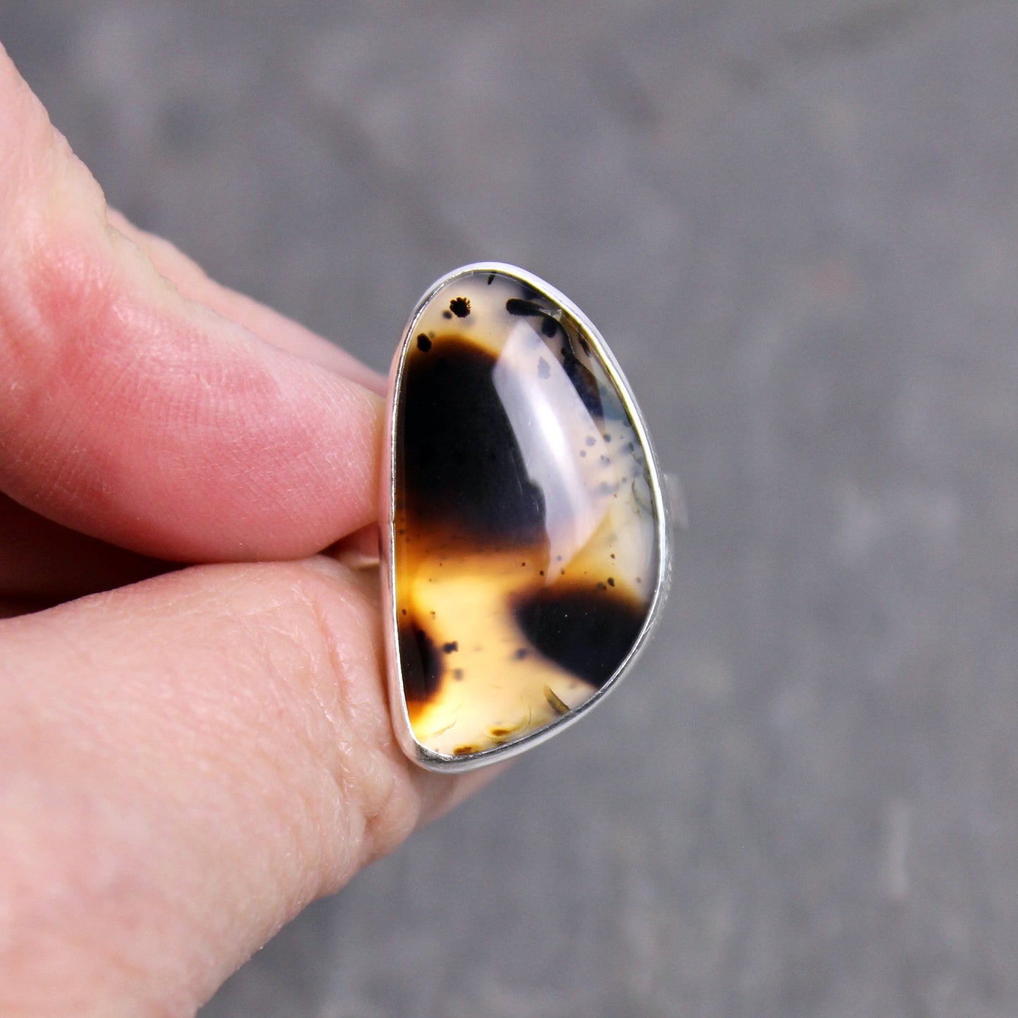 Montana Agate Statement Ring Size 10.5 | PNW Gemstone | Handmade Sterling Silver