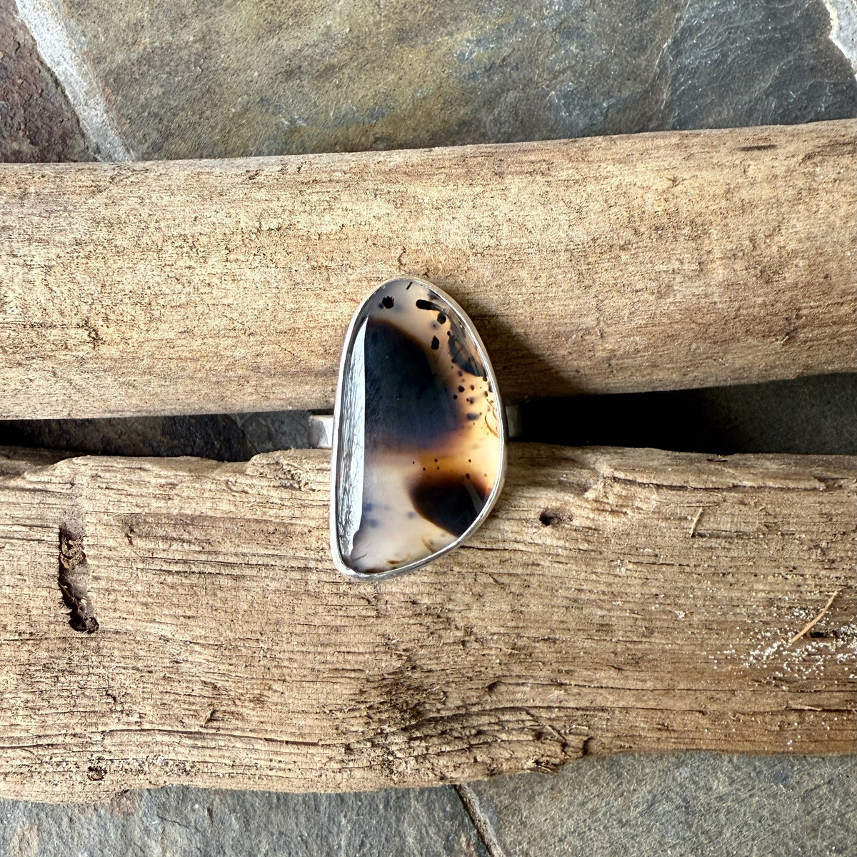 Montana Agate Statement Ring Size 10.5 | PNW Gemstone | Handmade Sterling Silver