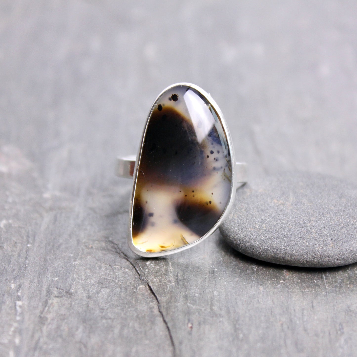 Montana Agate Statement Ring Size 10.5 | PNW Gemstone | Handmade Sterling Silver
