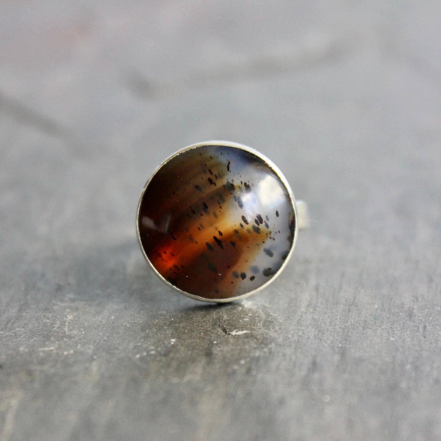 Montana Agate Statement Ring Size 8.5 | PNW Gemstone | Handmade Sterling Silver