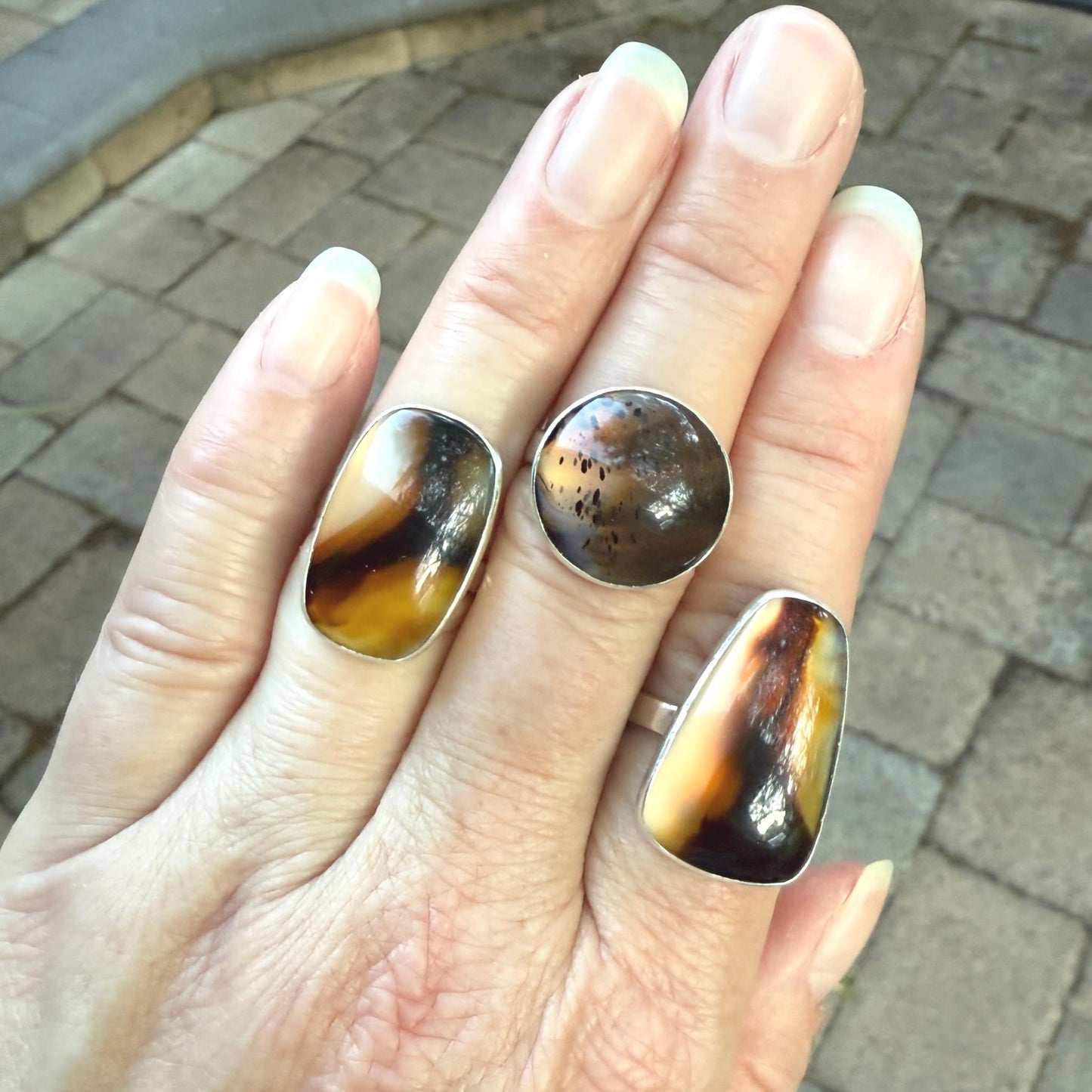 Montana Agate Statement Ring Size 8.5 | PNW Gemstone | Handmade Sterling Silver