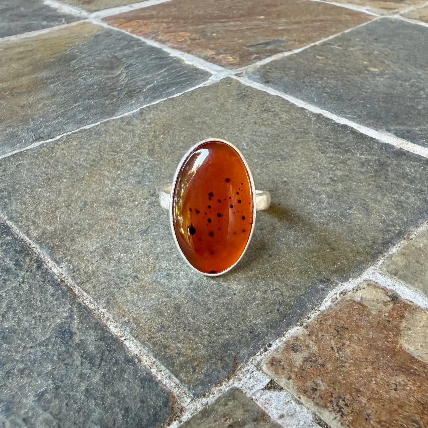 Orange Montana Agate Statement Ring • Sterling Silver • PNW Gemstone Jewelry