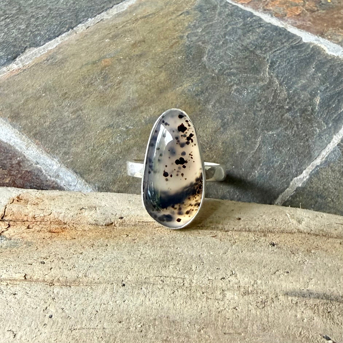 Spotted Montana Agate Statement Ring • Sterling Silver • PNW Gemstone Jewelry