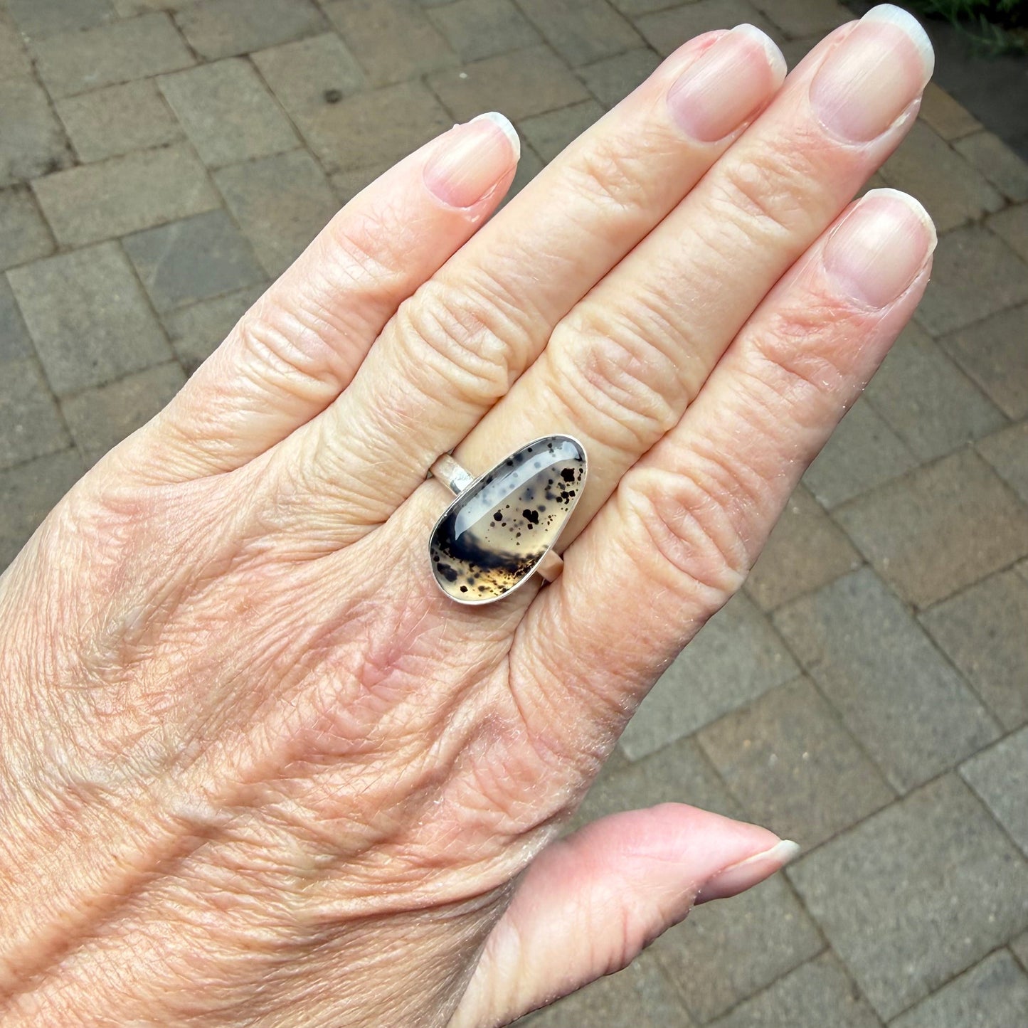 Spotted Montana Agate Statement Ring • Sterling Silver • PNW Gemstone Jewelry