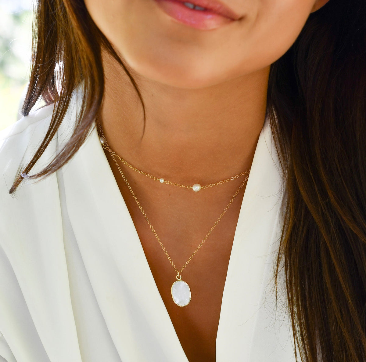 Maeve Necklace: Mother of Pearl