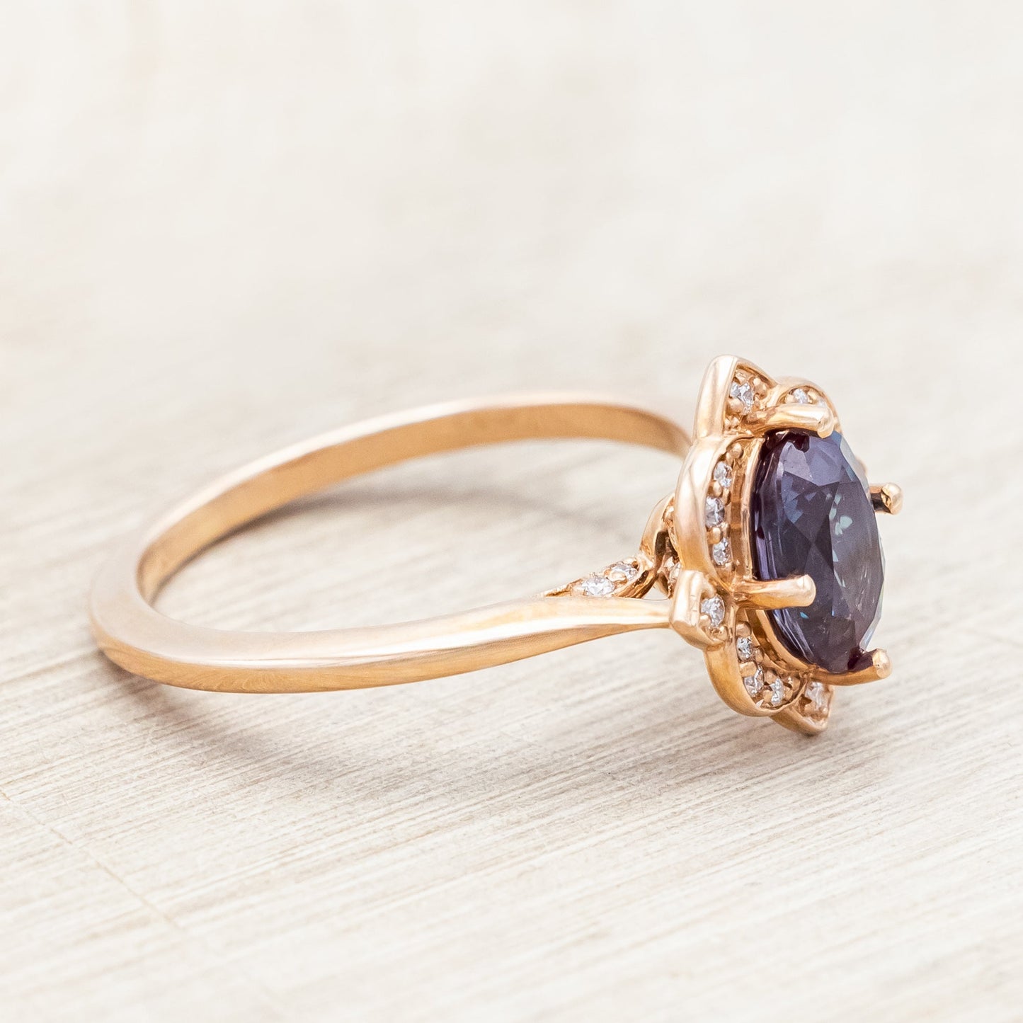 "Jane" - Lab-Grown Alexandrite Engagement Ring With Diamond Accents