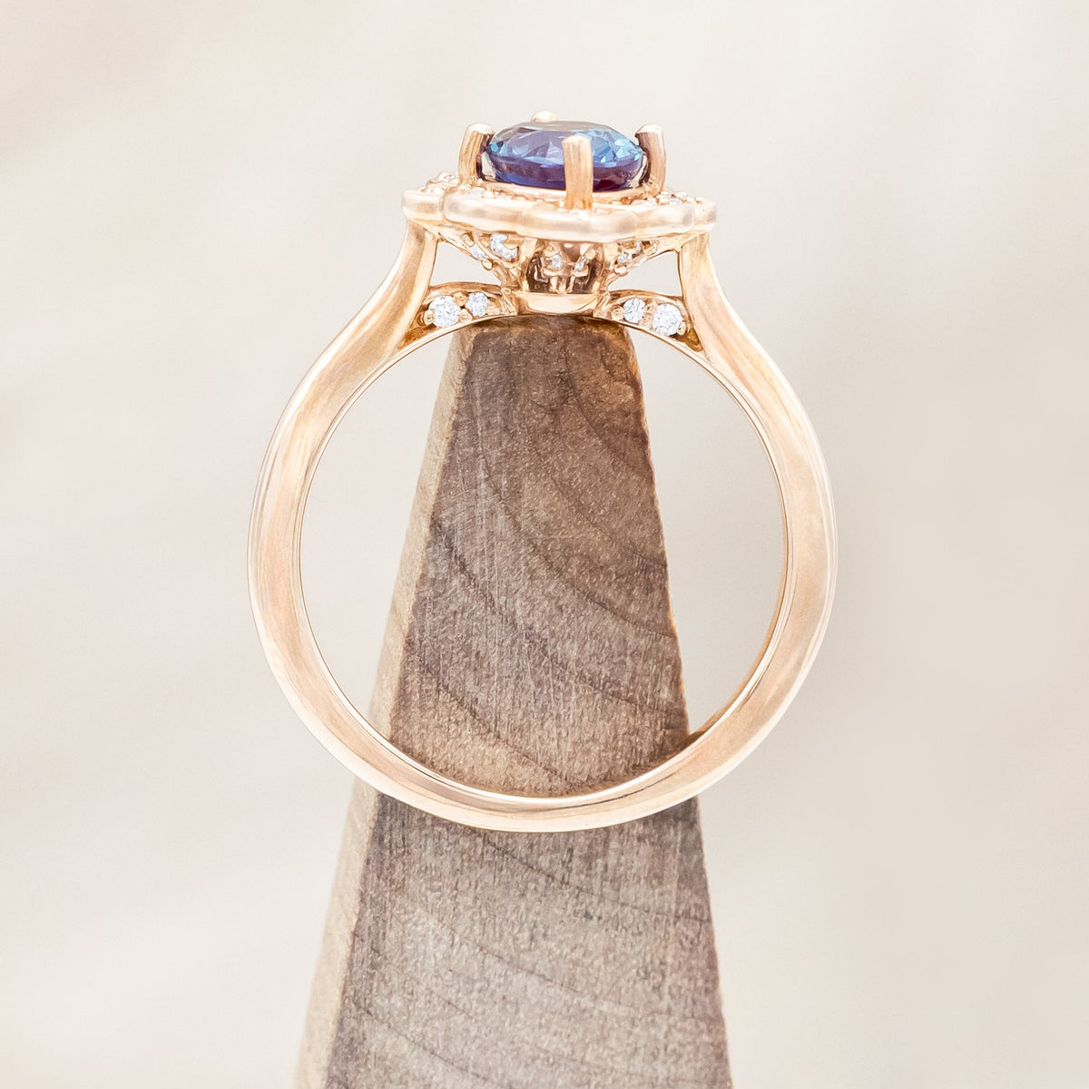 "Jane" - Lab-Grown Alexandrite Engagement Ring With Diamond Accents