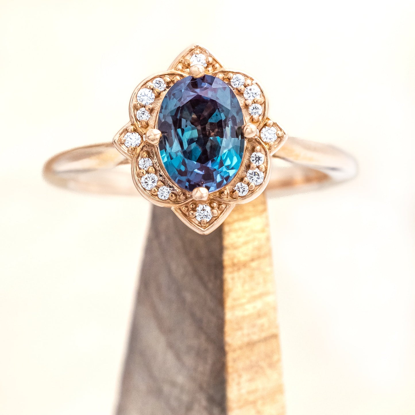 "Jane" - Lab-Grown Alexandrite Engagement Ring With Diamond Accents