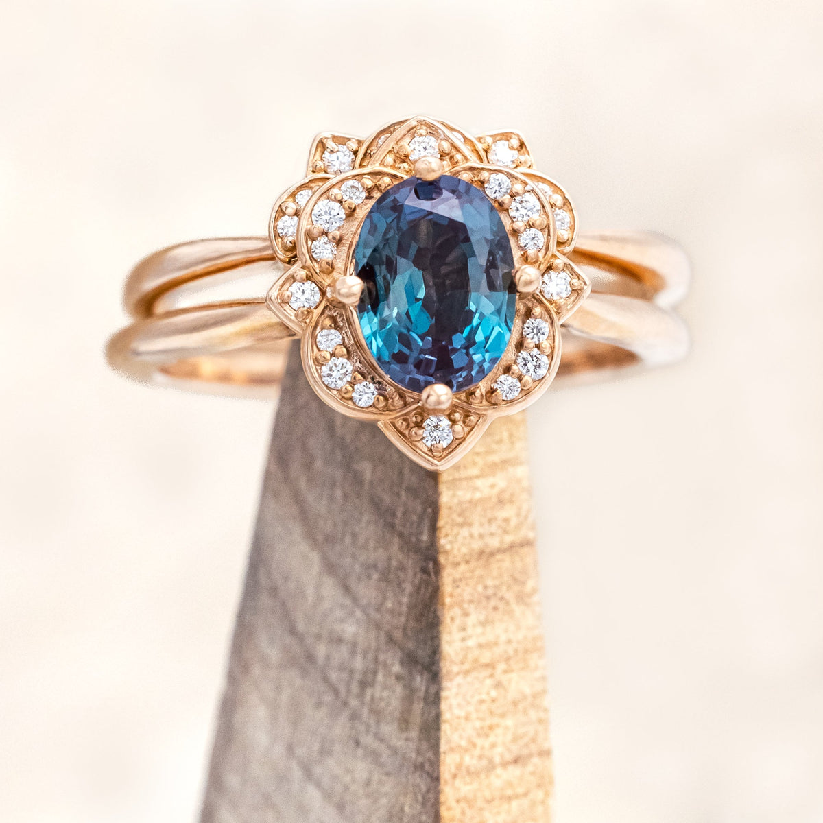 "Jane" - Lab-Grown Alexandrite Engagement Ring With Diamond Accents