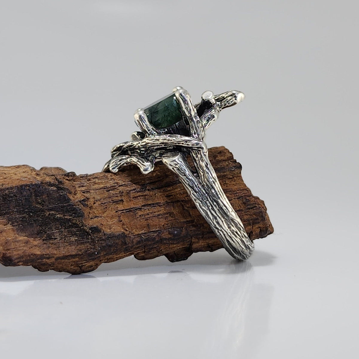 Moss Agate Gemstone Ring in Sterling Silver