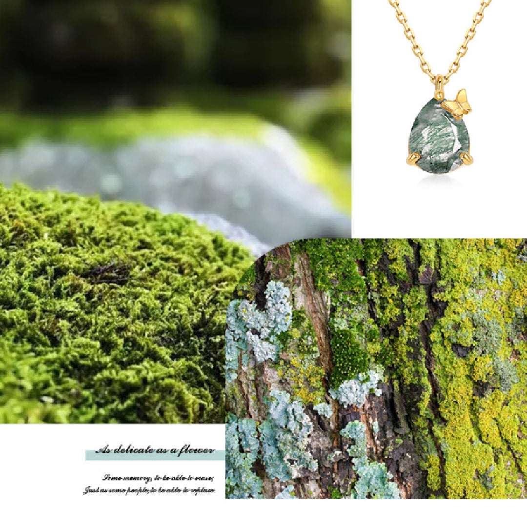 Emerald Cut Moss Agate Unique Necklace - Verdantfly