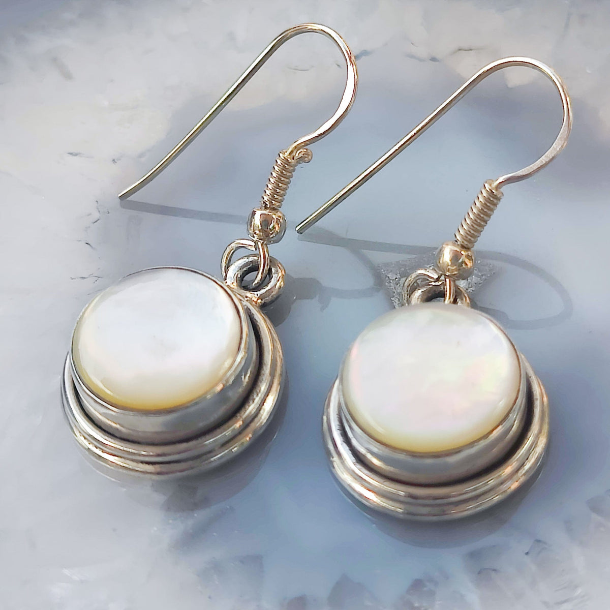 Mother of Pearl Drop Earrings | June Birthstone | Sterling Silver