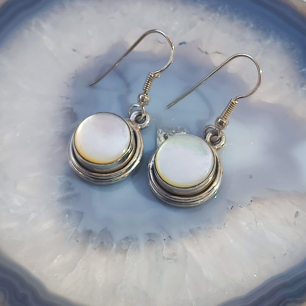 Mother of Pearl Drop Earrings | June Birthstone | Sterling Silver