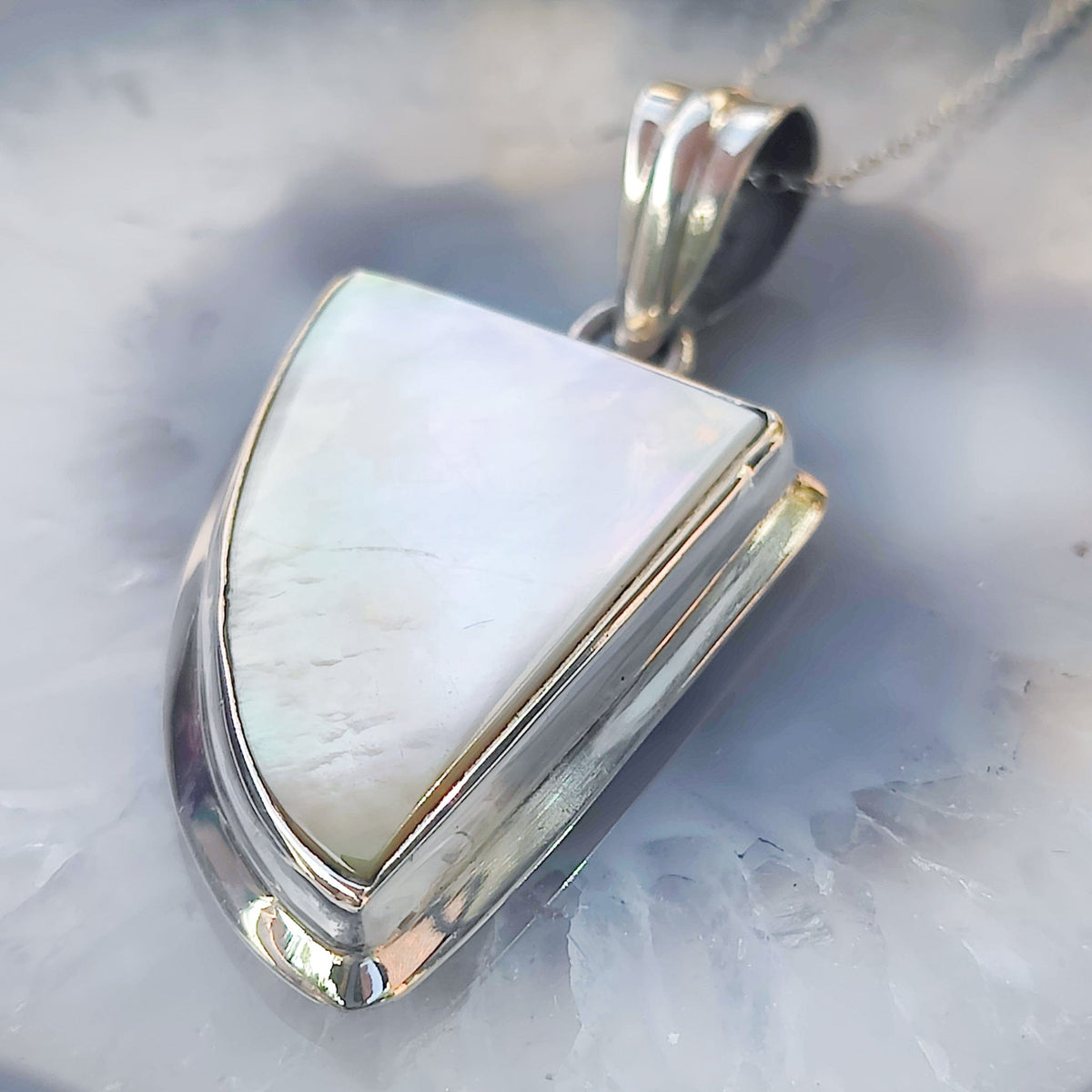 Mother of Pearl Pendant | Abstract | 3rd Anniversary | Sterling Silver