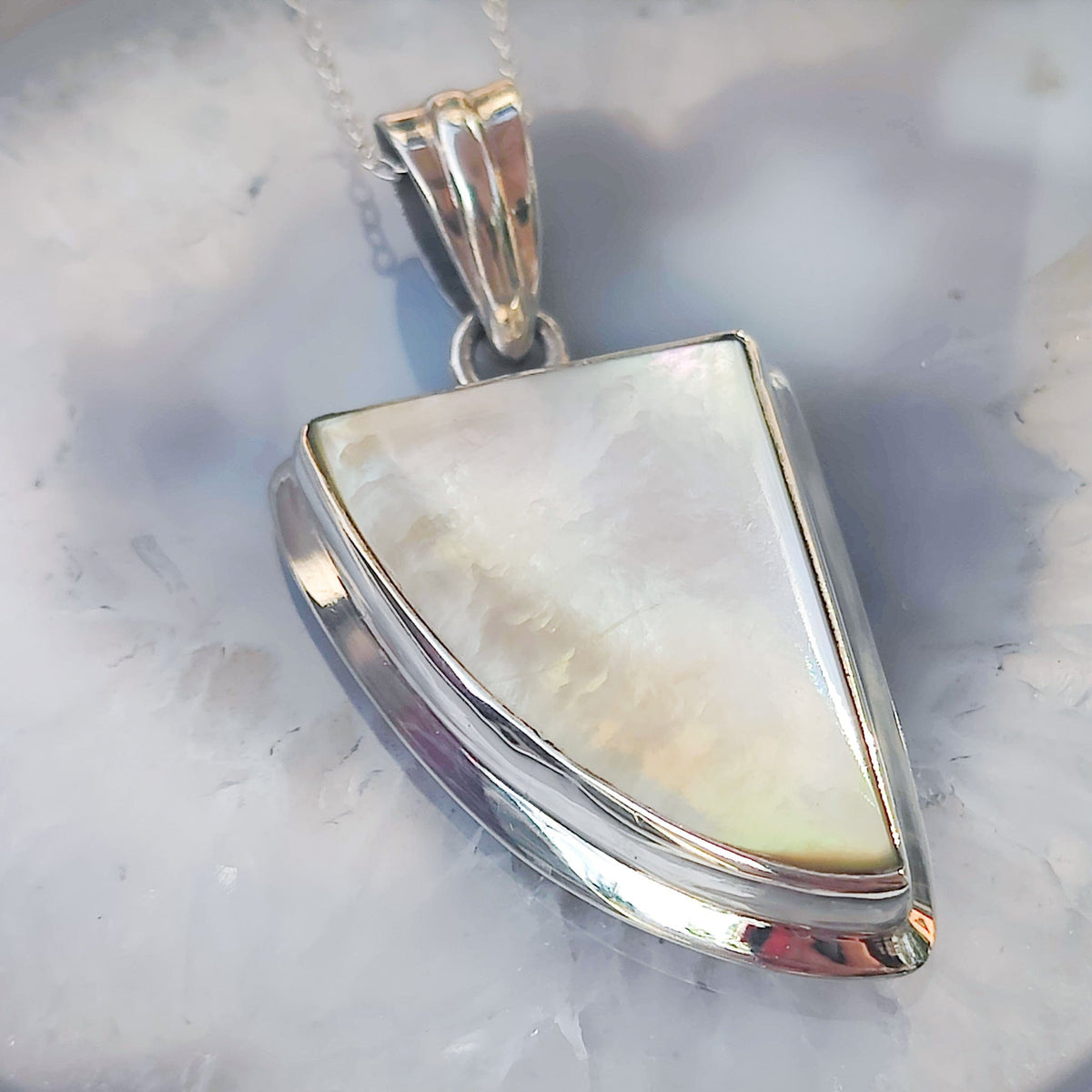 Mother of Pearl Pendant | Abstract | 3rd Anniversary | Sterling Silver