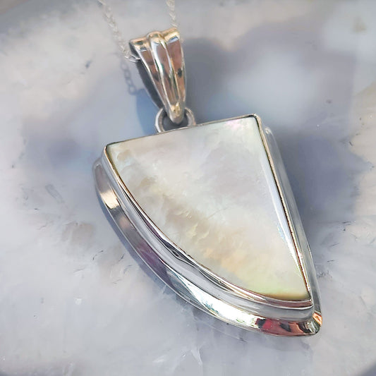 Mother of Pearl Pendant | Abstract | 3rd Anniversary | Sterling Silver