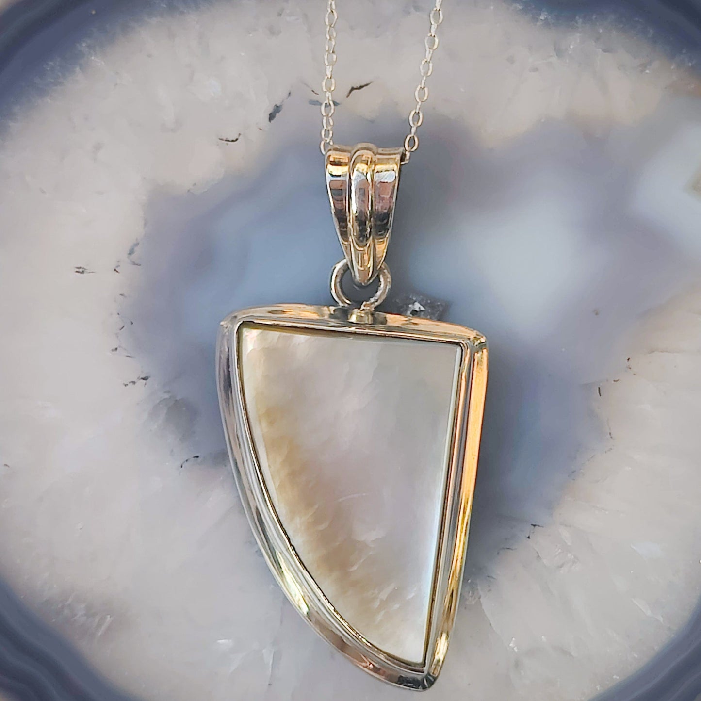 Mother of Pearl Pendant | Abstract | 3rd Anniversary | Sterling Silver