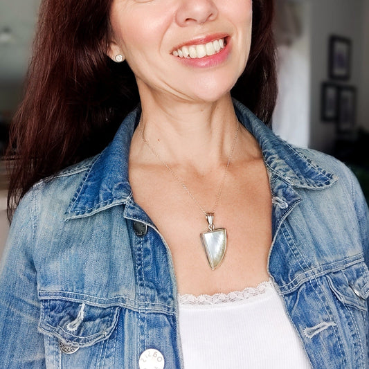 Mother of Pearl Pendant | Abstract | 3rd Anniversary | Sterling Silver