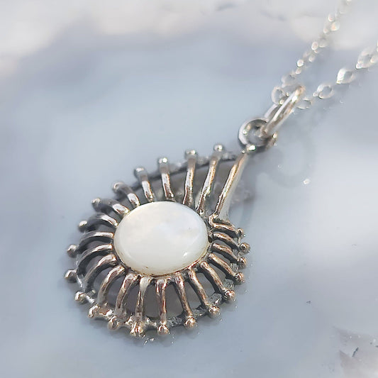 Mother of Pearl Shell Pendant | June Birthday | Sterling Silver
