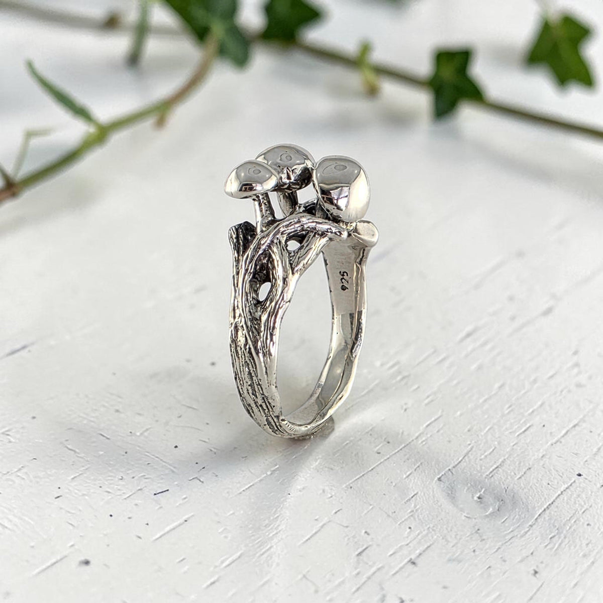 Sterling Silver Mushroom Ring - Hand-sculpted Nature-Inspired Jewelry