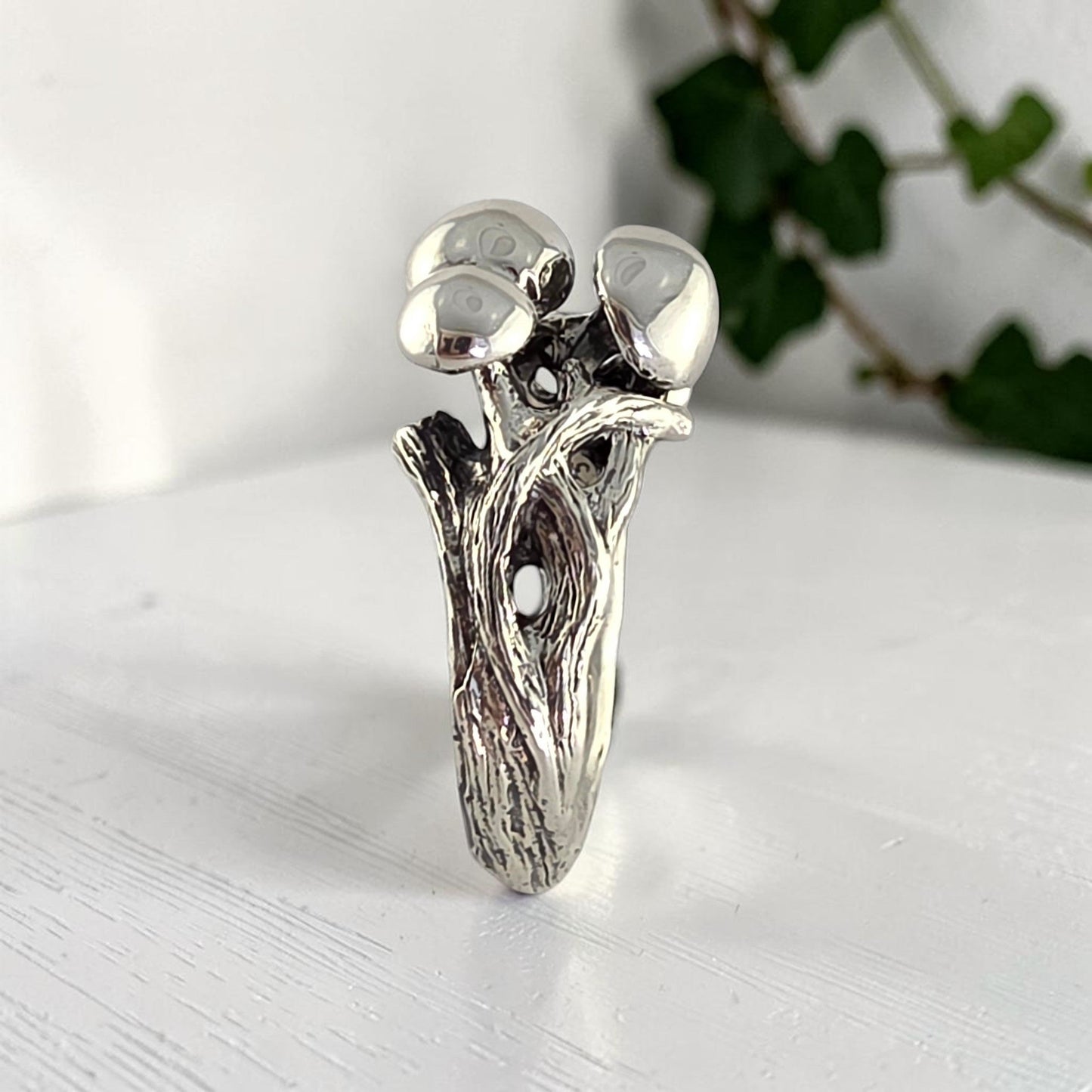 Sterling Silver Mushroom Ring - Hand-sculpted Nature-Inspired Jewelry