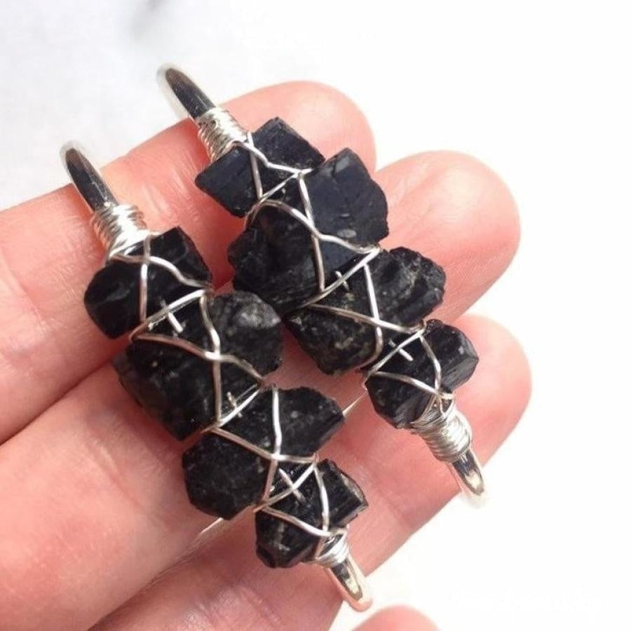Natural Black Tourmaline Gemstone Cuff