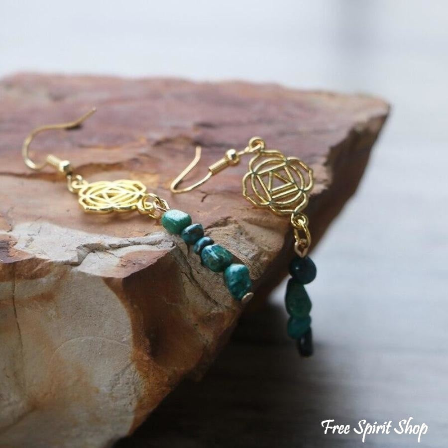 Natural Chrysocolla Chakra Balancing Earrings