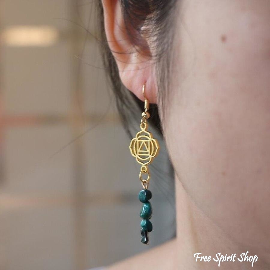 Natural Chrysocolla Chakra Balancing Earrings