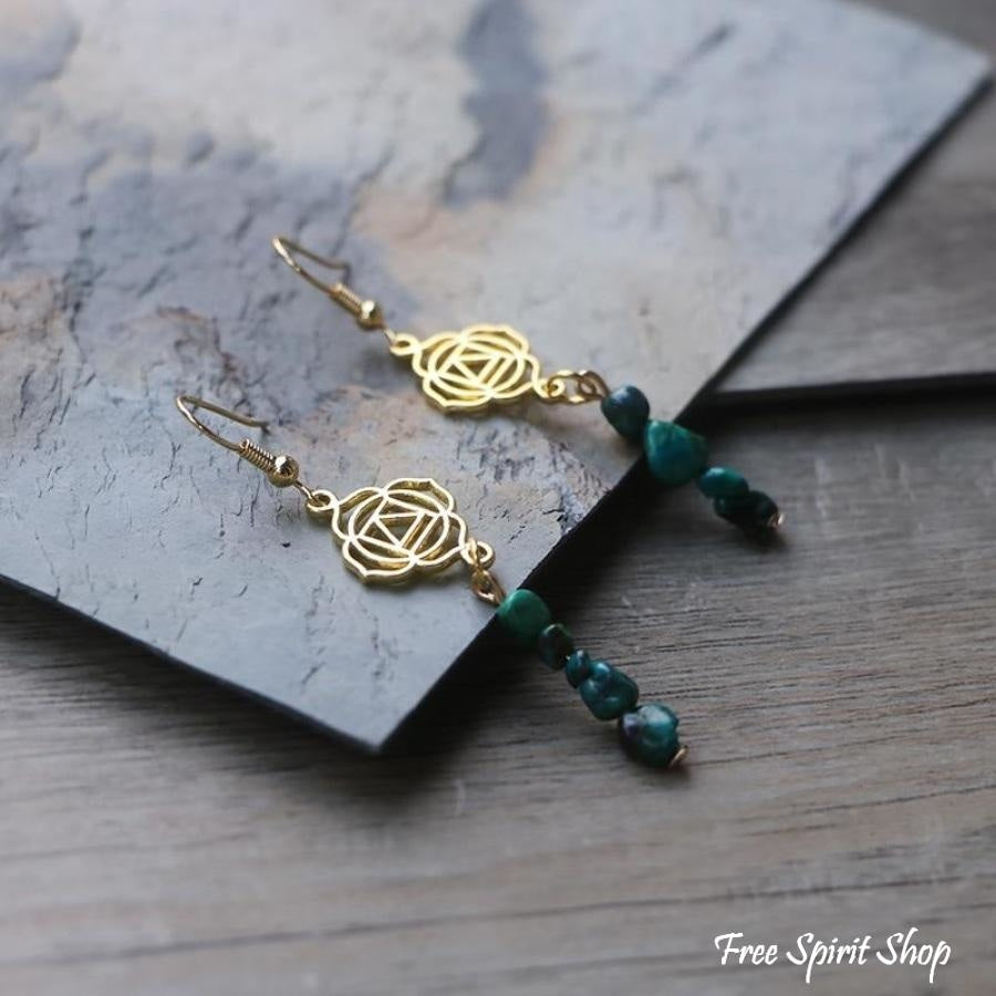 Natural Chrysocolla Chakra Balancing Earrings