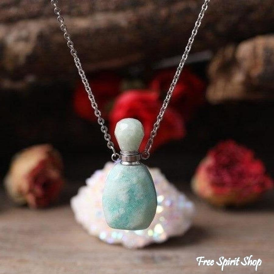Natural Healing Crystal Perfume Bottle Necklace