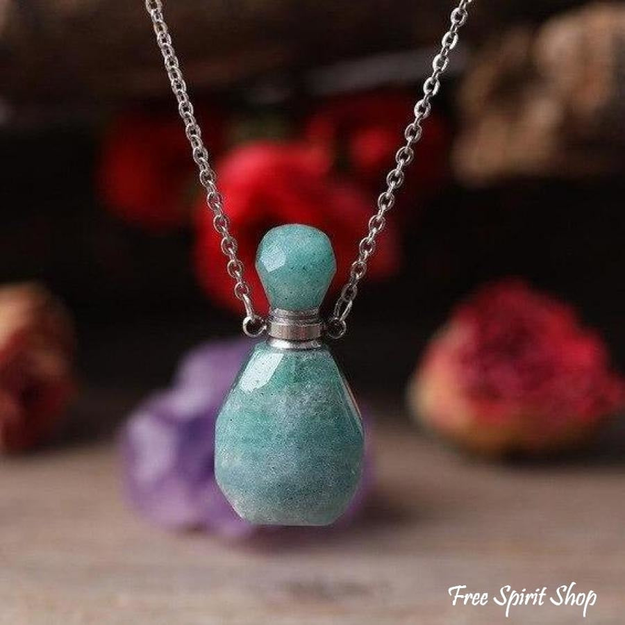 Natural Healing Crystal Perfume Bottle Necklace