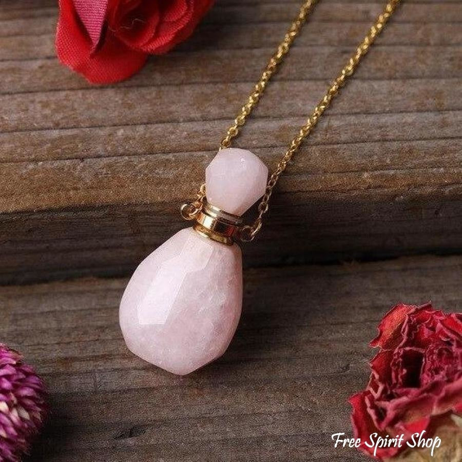 Natural Healing Crystal Perfume Bottle Necklace