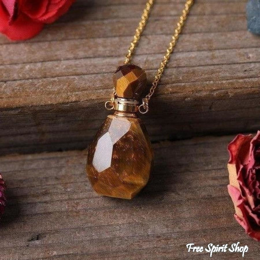 Natural Healing Crystal Perfume Bottle Necklace