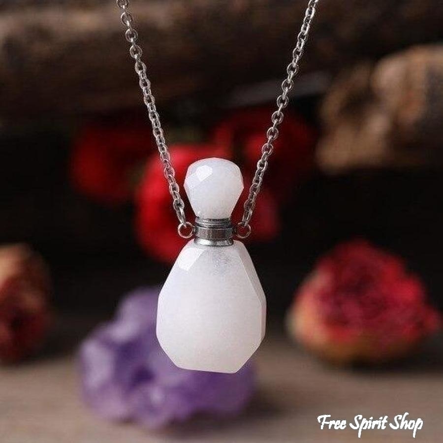 Natural Healing Crystal Perfume Bottle Necklace