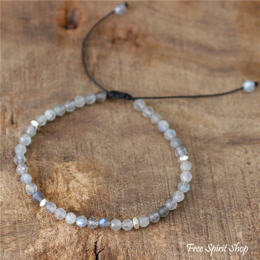 Natural Labradorite Adjustable Bead Bracelet