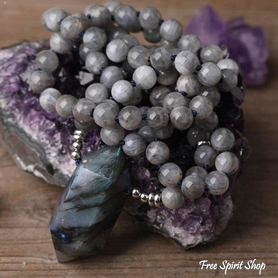 Natural Labradorite Wand-point Beaded Necklace