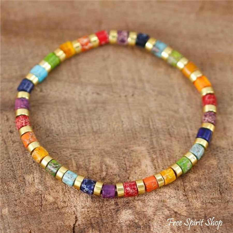 Natural Rainbow Jasper Bead Bracelet