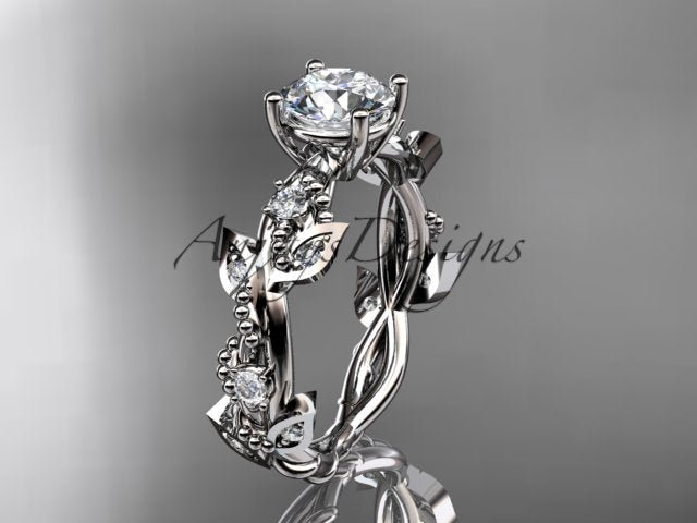Nature Inspired 1 Carat Lab Grown Diamond Engagement Ring Round Brilliant CVD Diamond Ring